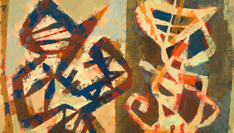 Figuras abstractas II, tempera, 39 x 50, ca. 1950.