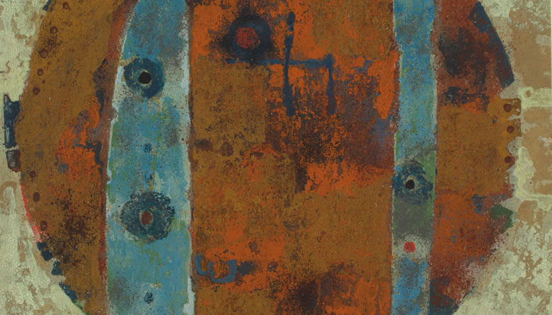 Círculo con cuchillo y tenedor, tempera, 31 x 42, ca. 1960.