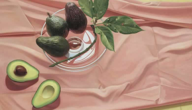 Aguacates rosa, óleo sobre lienzo, 88 x 119, 2009.